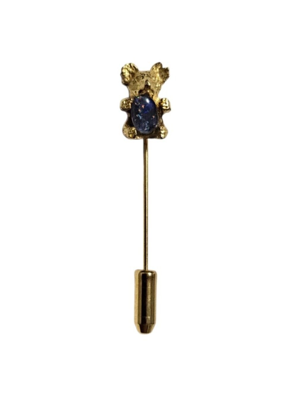 Vintage Koala Bear Stick Pin Lapel Tie Pin Faux Opal Belly Figural Animal
